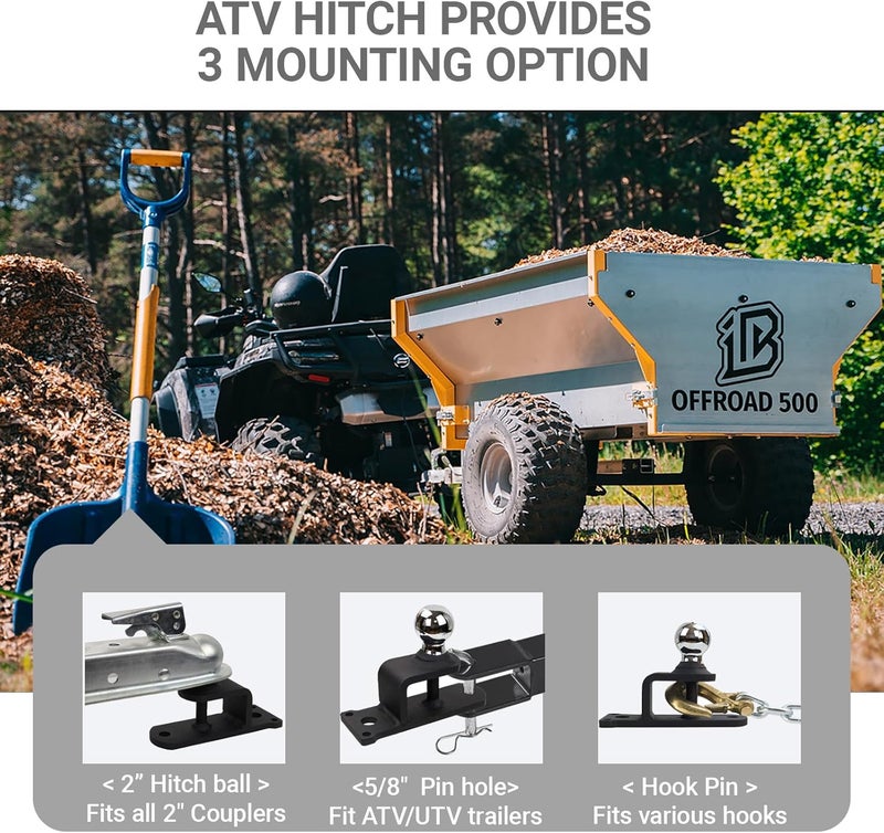 REDTEE 3-Way ATV/UTV Trailer Hitch Adapter with 2-Inch Ball, 3500 lbs., 3-in-1 Mounting Options, Compatible with Golf Carts, Garden Tractors, Lawn Mowers, 2 inch Rise, Matt Black - Image 5